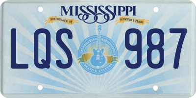 MS license plate LQS987