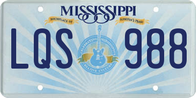 MS license plate LQS988