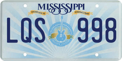 MS license plate LQS998