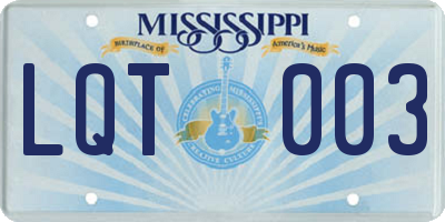 MS license plate LQT003