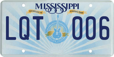 MS license plate LQT006