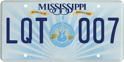 MS license plate LQT007