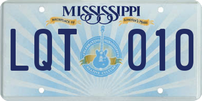 MS license plate LQT010