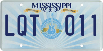 MS license plate LQT011
