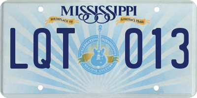 MS license plate LQT013