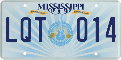 MS license plate LQT014