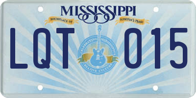 MS license plate LQT015
