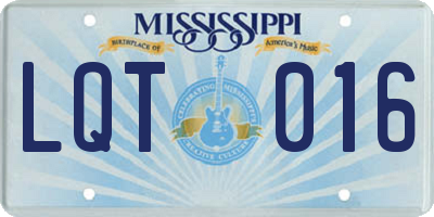 MS license plate LQT016