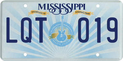 MS license plate LQT019
