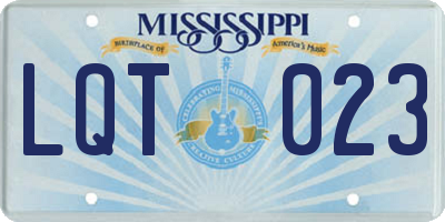 MS license plate LQT023