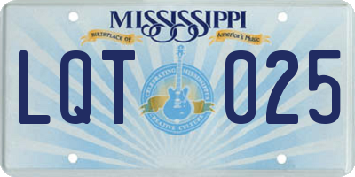 MS license plate LQT025