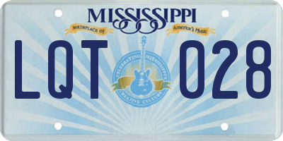 MS license plate LQT028