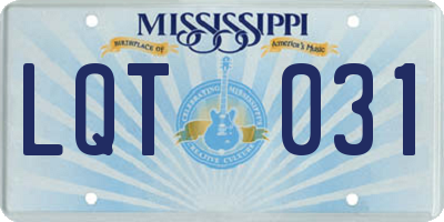 MS license plate LQT031