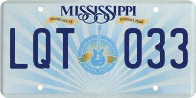 MS license plate LQT033