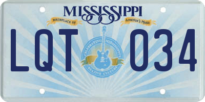 MS license plate LQT034