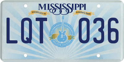 MS license plate LQT036