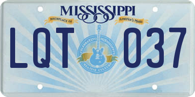 MS license plate LQT037