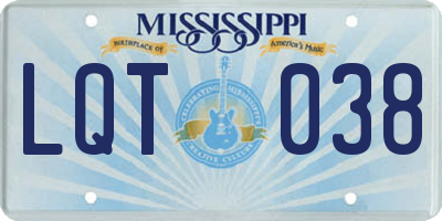 MS license plate LQT038