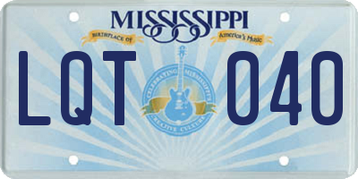 MS license plate LQT040