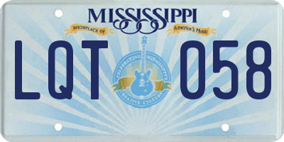 MS license plate LQT058