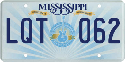 MS license plate LQT062