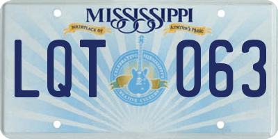 MS license plate LQT063