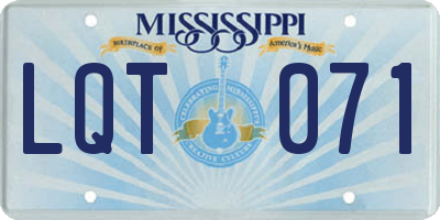 MS license plate LQT071