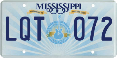 MS license plate LQT072