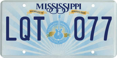MS license plate LQT077