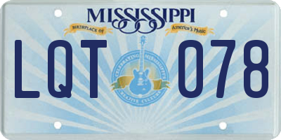 MS license plate LQT078
