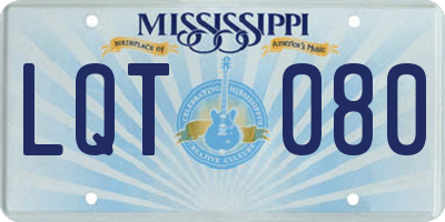 MS license plate LQT080