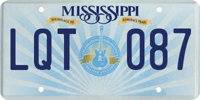 MS license plate LQT087