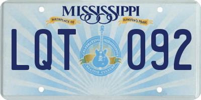 MS license plate LQT092