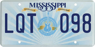 MS license plate LQT098