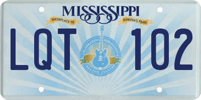MS license plate LQT102