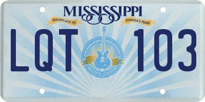 MS license plate LQT103