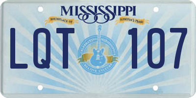 MS license plate LQT107