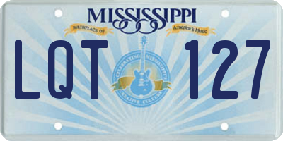 MS license plate LQT127