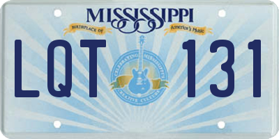 MS license plate LQT131