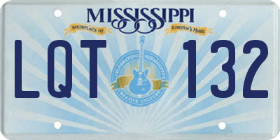 MS license plate LQT132