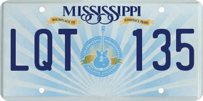 MS license plate LQT135
