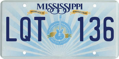 MS license plate LQT136
