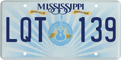 MS license plate LQT139
