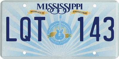 MS license plate LQT143