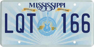 MS license plate LQT166