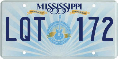 MS license plate LQT172