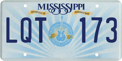MS license plate LQT173