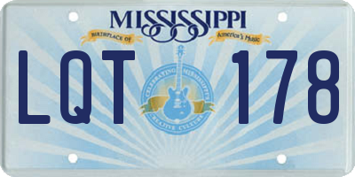 MS license plate LQT178