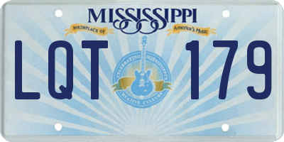MS license plate LQT179