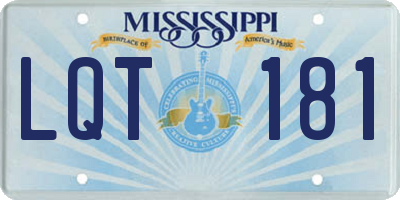 MS license plate LQT181